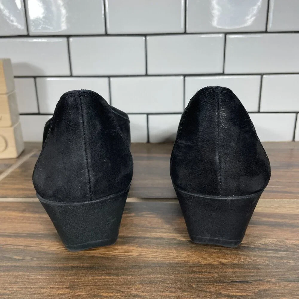 Naturalizer Betina 2 Womens Size 8.5 Shoes Black Leather Slip On Wedge